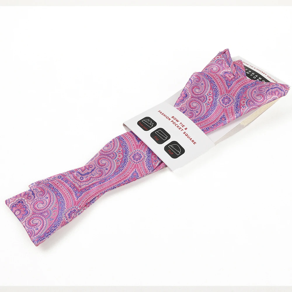 Мужской модный жаккардовый галстук-бабочка «пейсли» для смокинга, набор носовых платков из микрофибры машинной стирки