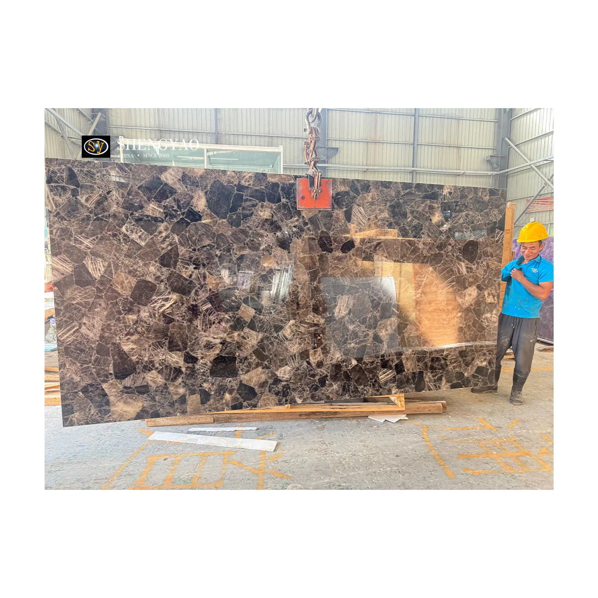 1600*3200mm Large Size Natural Dark Grey Crystal Smoky Quartz Slabs For Wall Decoration