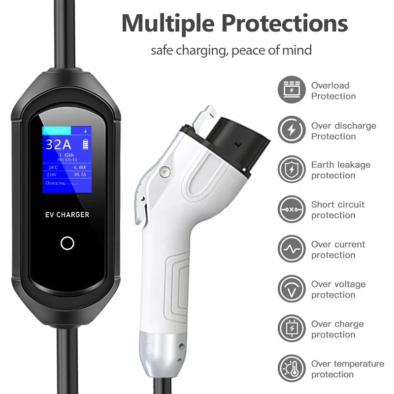 Portable EV Recharger 32A 7KW Car EVSE GBT EVchargerforvwid4 ID6 Charging EV GBT Charger for ID Volkswagen Charger ID 4 Charging