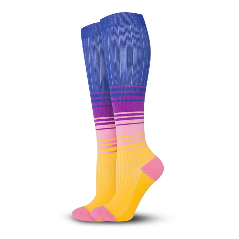 Breathable Colorful Sport Running Varicose Veins Compression Stockings Nurse Compression Socks 15-20 Mmhg