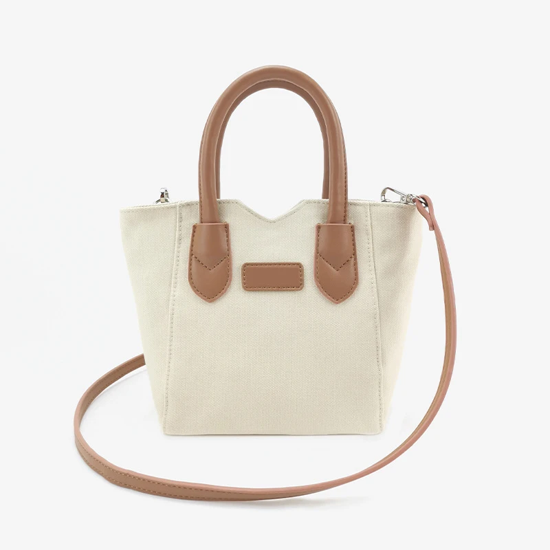Highly recommended mini creamy white lady hand  bag with artificial leather handle women hand bags