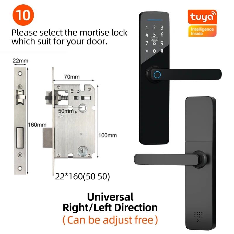 Popular biometric Fingerprint Smart Door Lock  Password Keyless Apartment Room Lock WiFi Tuya APP Digital keyless Door Locks