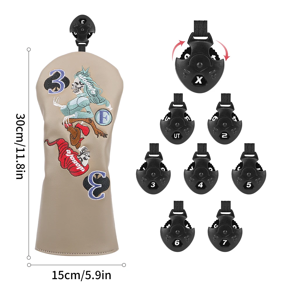 Factory Price PU Leather Embroidery Headcover Golf Wood Headcover Golf Driver Headcover