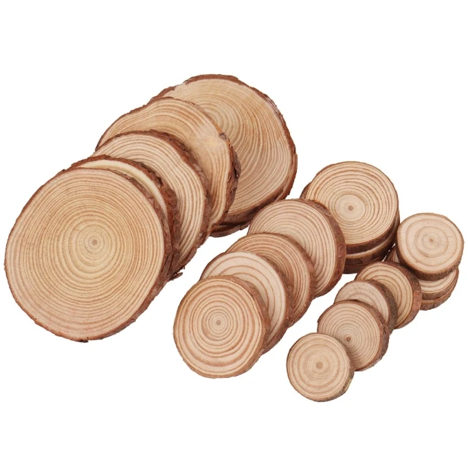 Hot sale unfinished natural round pine wood pieces tree branch Christmas decorative round large wood slices for art crafts gifts