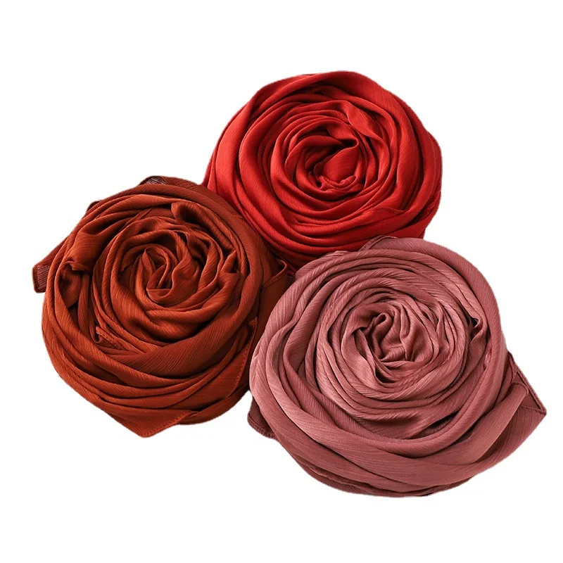 New 39 colors 70*175cm Solid Crepe Malaysia High Satin Silk Shinny Scarf Islam Shawl Head Wraps Soft Long Muslim Hijab