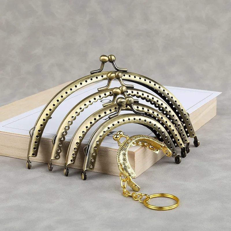 5.5 8.5 10.5cm Antique Kiss Clasp, Metal Purse Frame, Retro Arch Wallet Coin Bag Lock Replacement for DIY Bag Sewing Craft Makin