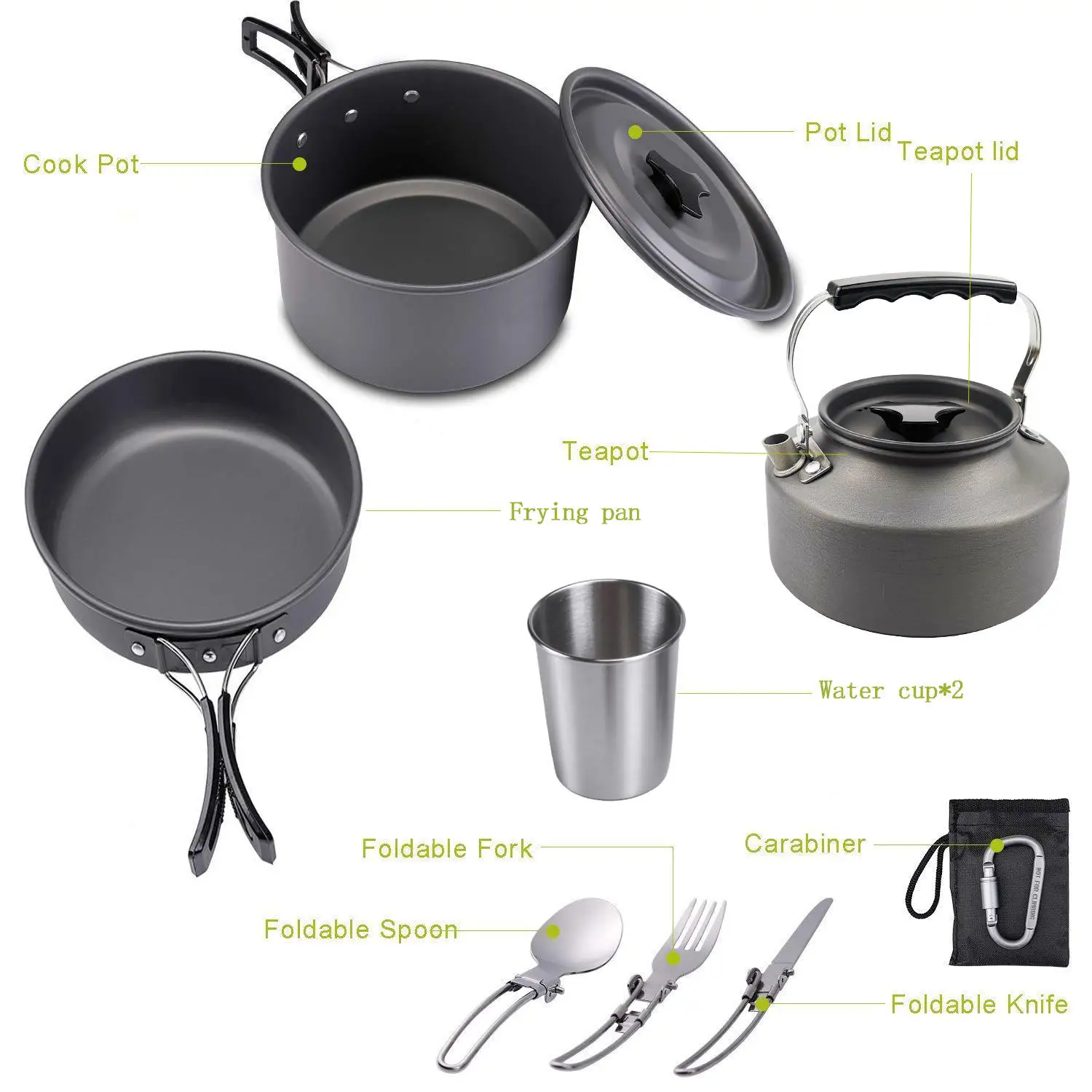 Travel Camping Cookware Perfect Outdoor Cooking Equipment Most Complete Camp Nonstick Pots Set