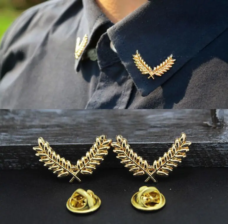 Suit Shirt Collar Pin Three-dimensional Metal Wheat Brooch Buckle Collar lapel pin badge Accessories,Brooch Pins For Cuff Collar
