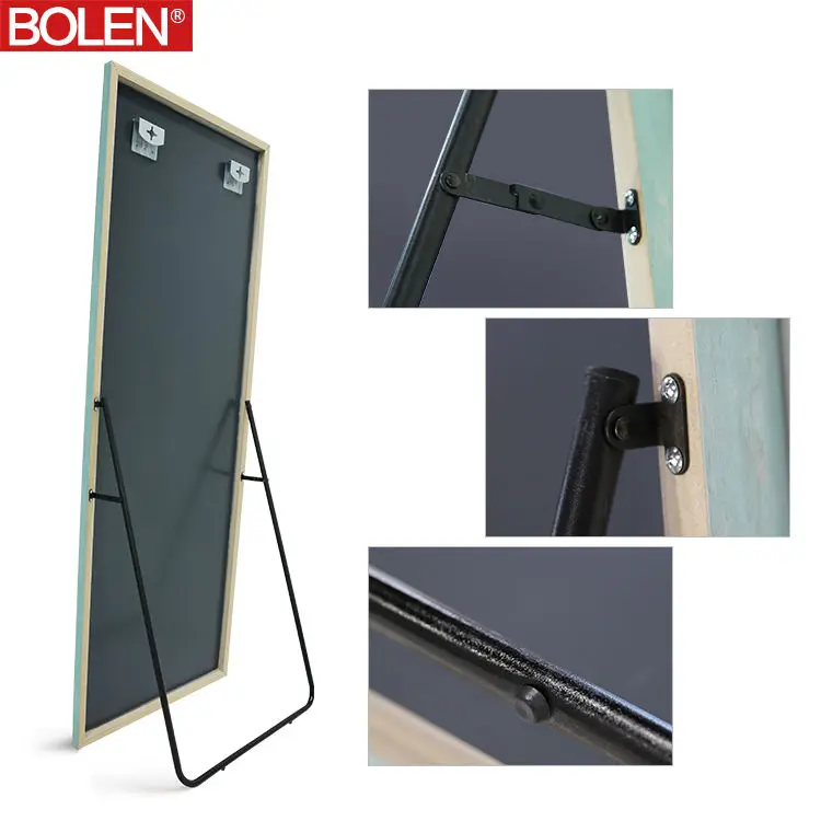 High Reflectivity Anti-explosion Wood Full Length Antique Frame Standing Floor Dressing Bathroom Mirror