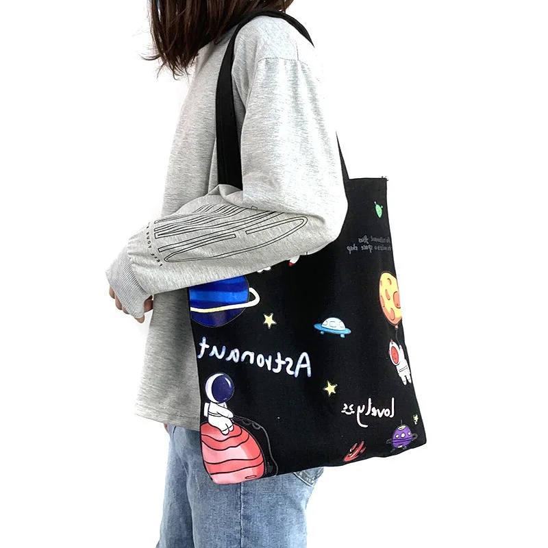 Free Sample Custom Logo Printed Eco Cotton Bag Canvas Reusable Recycle Shopping Bag Woman Handbag