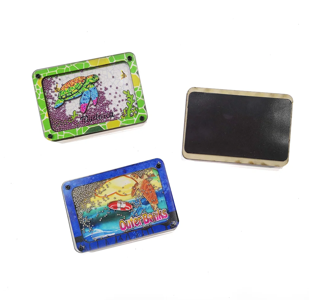 Unique Design Flowing Beads Fridge Magnet Colorful Dolphin Patterns MDF Acrylic Fridge Magnet