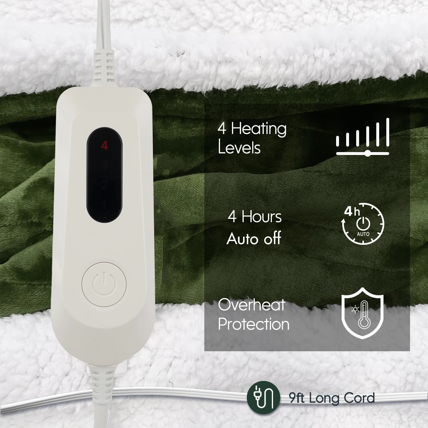 2024 new 110v 50x60inch 4timer queen size flannel sherpa heated blanket electric throw therapy