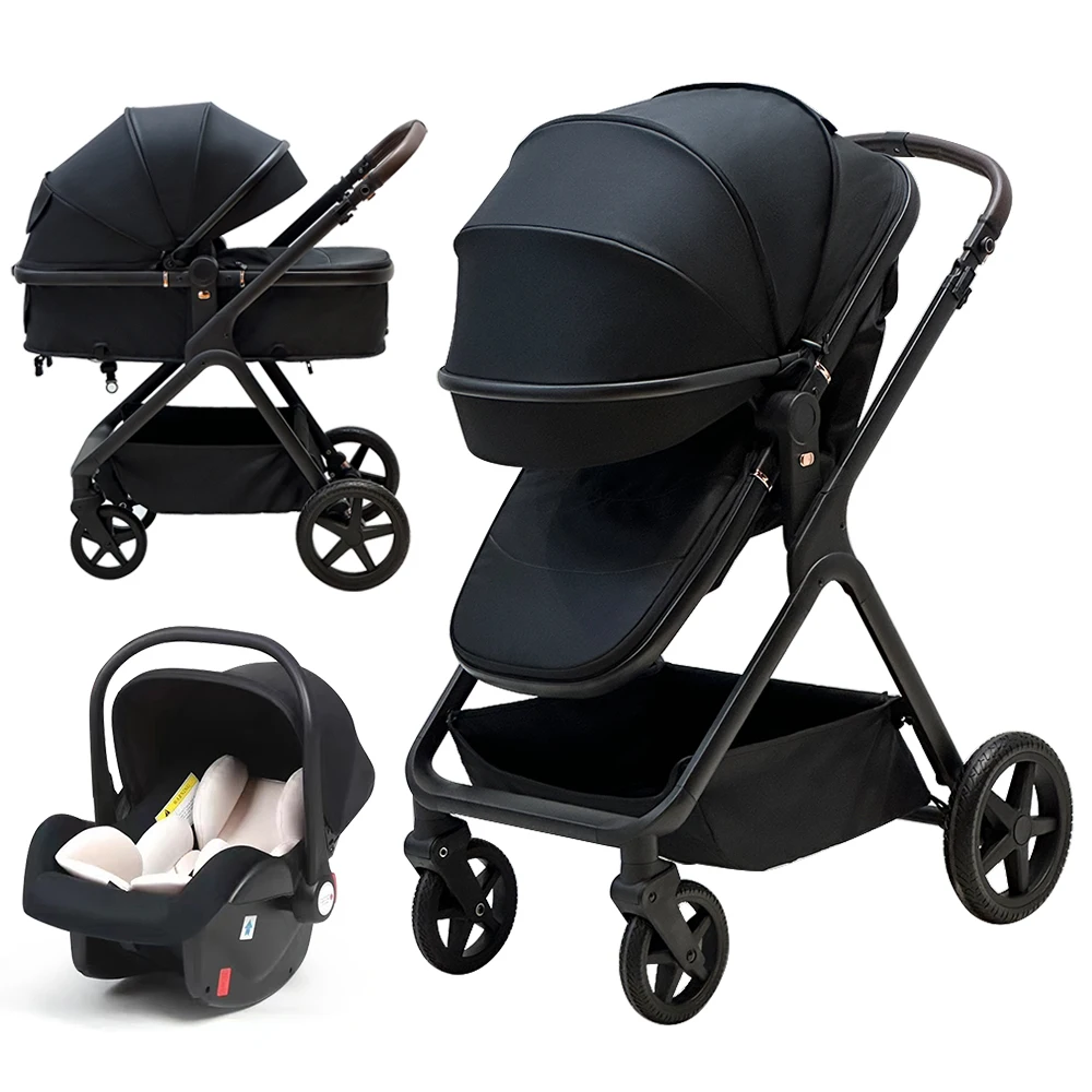 High Landscape Lightweight 3 In 1 Pushchair Stroller Baby And Carseat Luxury Foldable Baby Stroller Pram 3 In 1 With Car Seat