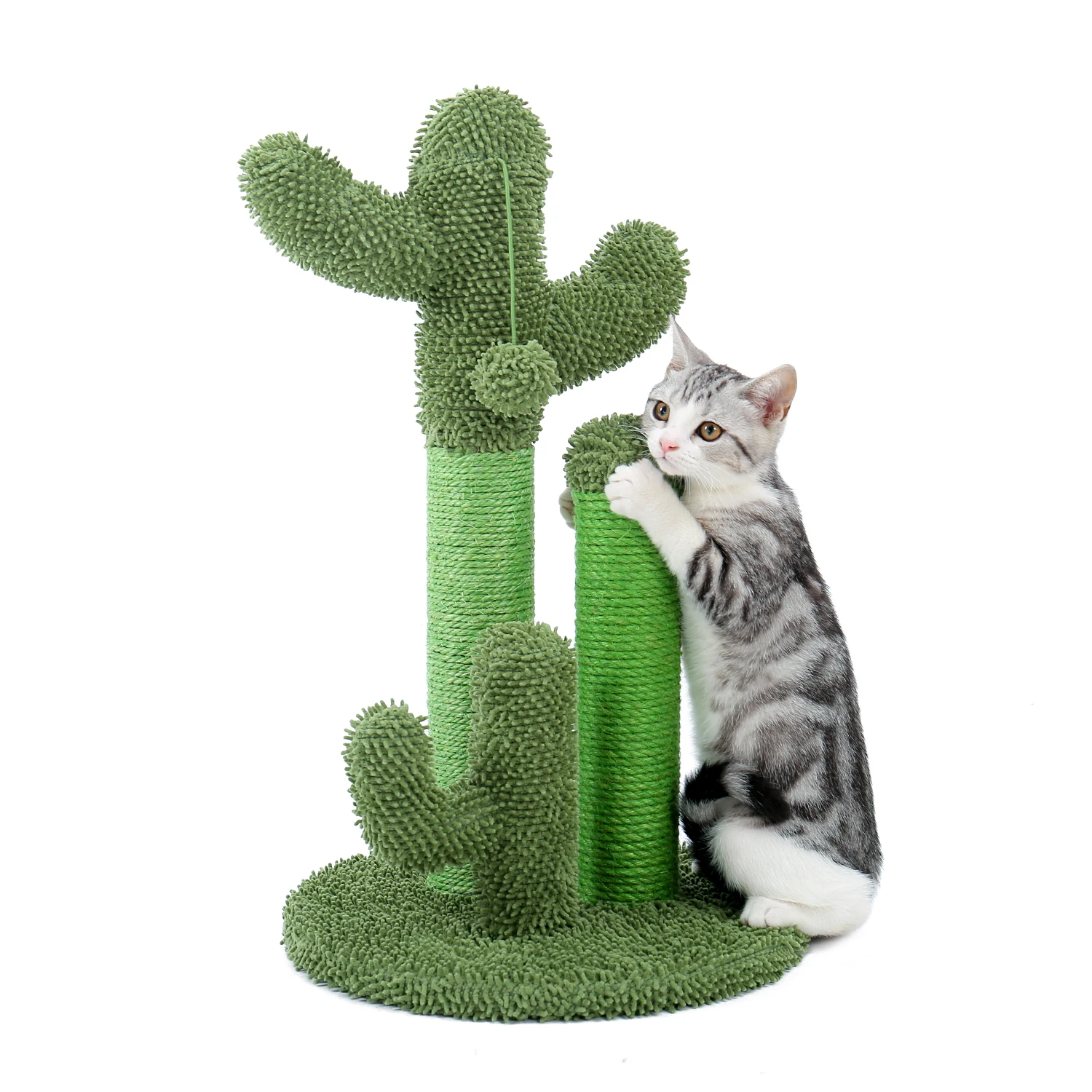 
US Warehouse Free Shipping Cactus Cat Tree Cat Scratching Post with 3 Scratching Post Dangling Balls 
