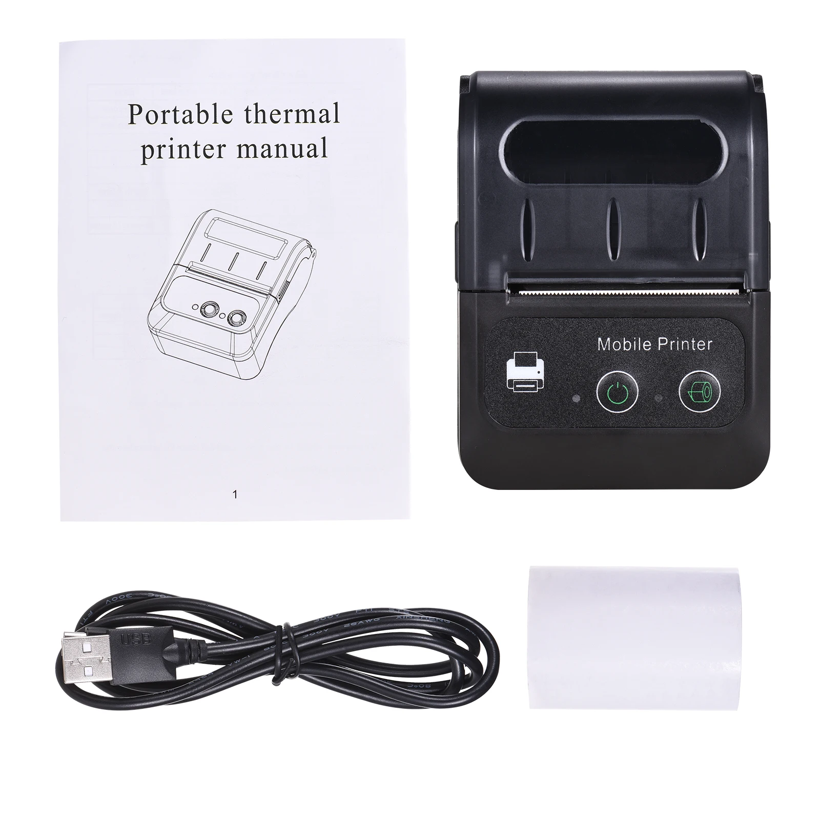 OWNFOLK Portable Barcode Mini Printer with BT USB Ports Support Android IOS Shipping Label Printer