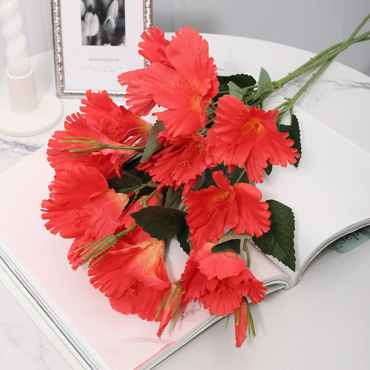 PHCSM-006 Wedding Home Bedroom Decoration Single Stem Artificial Hibiscus Centerpiece Flower