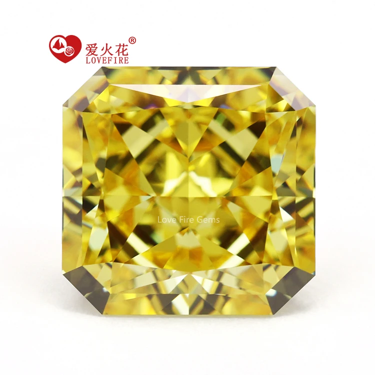 All sizes fancy octangle cut 5A+ synthetic stones cubic zirconia price USA Yellow crushed ice cubic zirconia