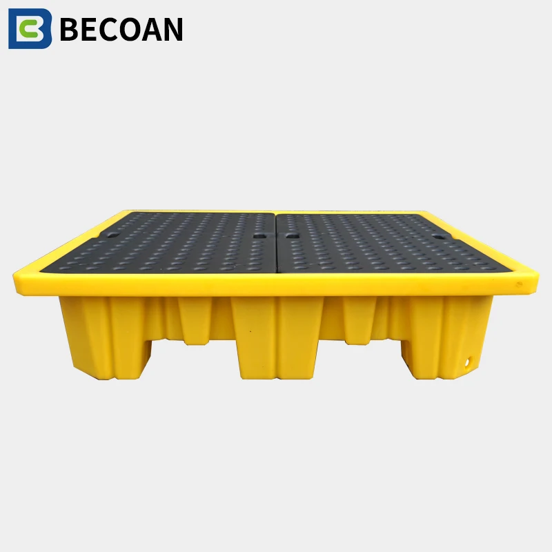 4  Drum Spill Pallet Plastic Chemical Containment Tray For Waste Oil Storage