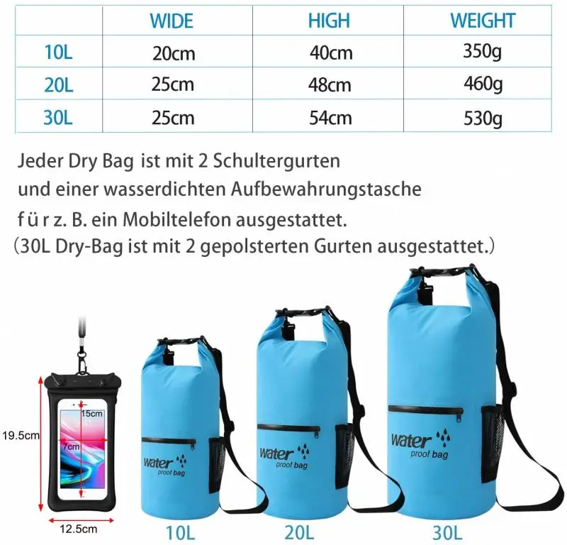 OEM custom print logo 2L 5L 10L 15L 20L hiking swim 500d pvc tarpaulin water proof ocean pack drybag waterproof sack dry bag