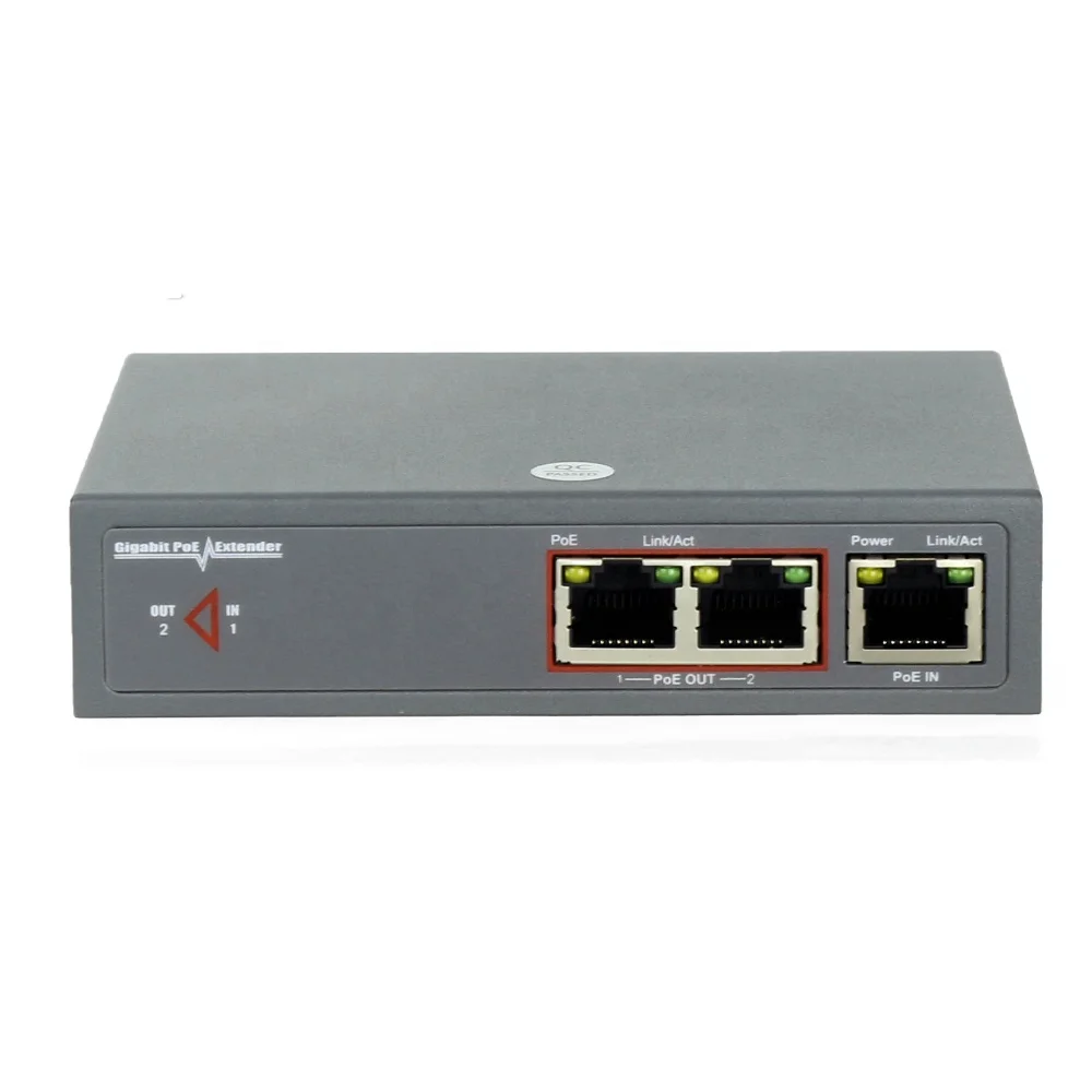 Wholesale Price Metal Shell POE Amplier 30W 2 Ports PoE Splitter Gigabit Extender POE