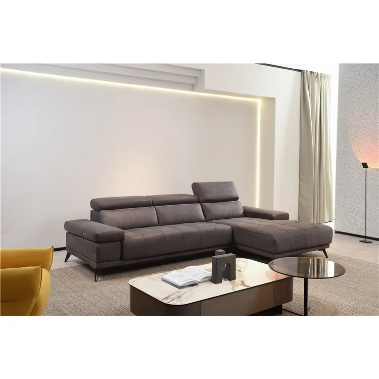 Wholesale factory directly modern simple fabric luxury furniture L shape electric function grey and tan living room