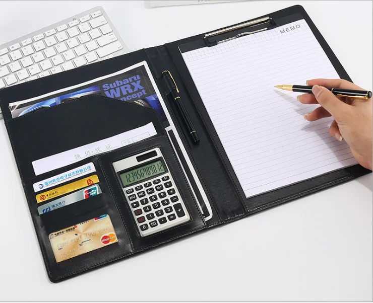 A4 PU кожаная папка-регистратор, украшенное мозаикой из драгоценных камней, 12 цифр Calcul Многофункциональный канцелярские принадлежности Организатор Менеджер Документ Портфель органайзеры сумки