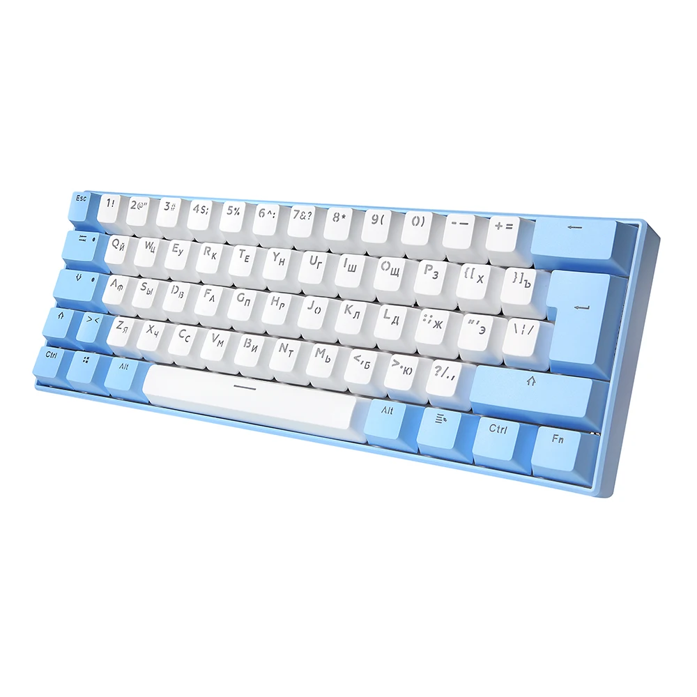 60% russian rgb mechanical keyboard with transparent russian keycaps pink blue cover notebook keyboard for gaming and office