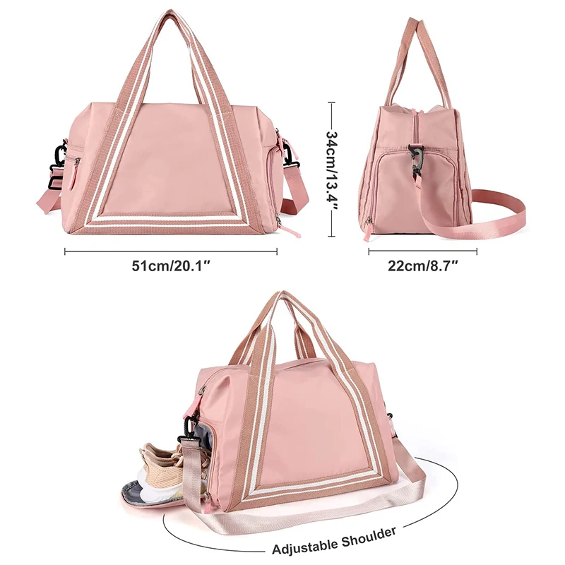 Wholesale Women Custom Pink Sports Gym Carry On Weekender Overnight Tote Travel Duffle Bag With Logo