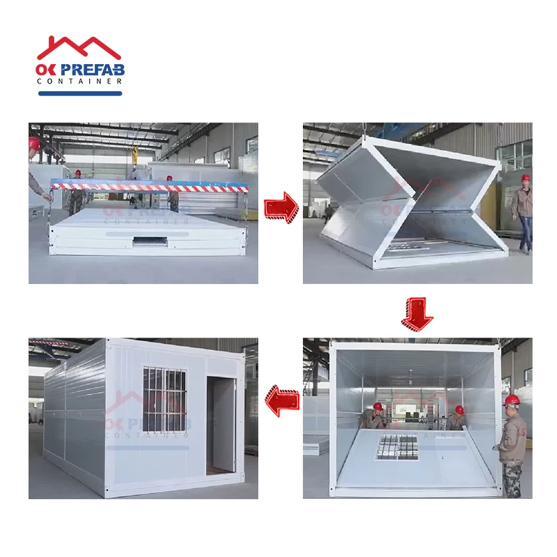 OK Prefab Fast Build 20ft 40ft Modular Camping Box Wall Window Fully Assembled Small Tiny Home Officer Folding Container House