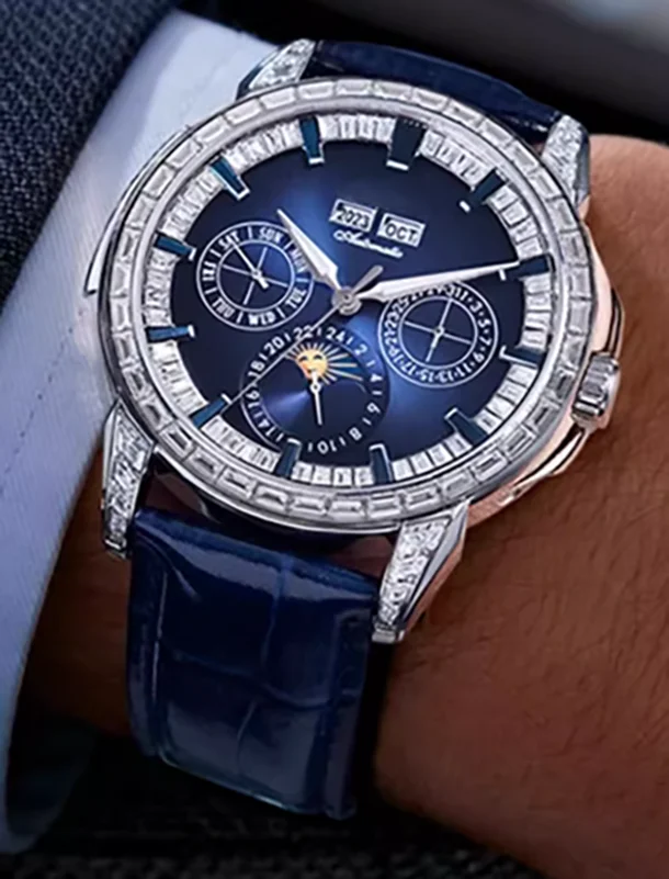 Luxury stainless steel case calendar 24 hour show business men automatic mechanical watches