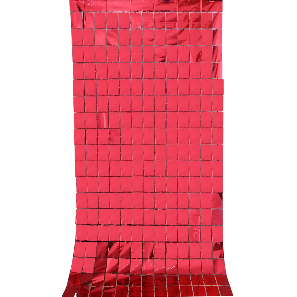 Foil Fringe Square Curtain Party Decorations Square Curtain Photo Backdrop Props Suitable for Birthday Party