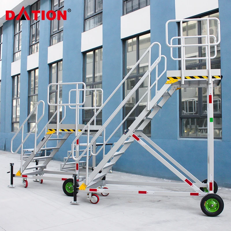 Customized Aluminum Industry Combined With Aisle Platform Rolling Ladder Industry Access Ladders Platforms