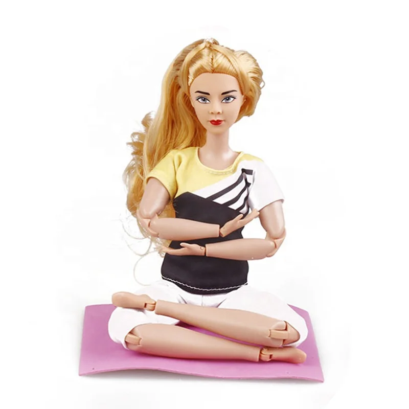 11.5 Inch doll joints 21 Mobility Girl Yoga Doll Short sleeve Pant With Yoga mat