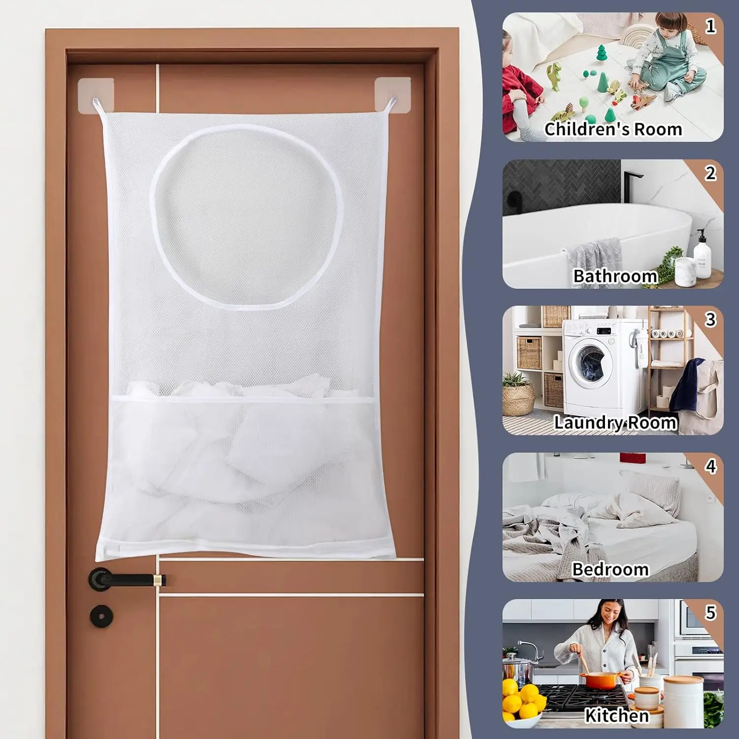 Wholesale Large Cotton Laundry Hamper Bag Door Hanging Mesh Clothes Travel Bag Customizable Size Home Cleaning Usage Toy Storage