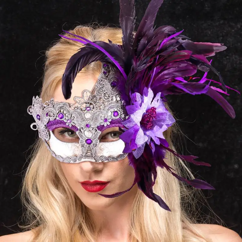 Masquerade Ball Fashion Elegant Side Flowers Mask Halloween Prom Party Fancy Dress Costume Lady Gifts Party Mask