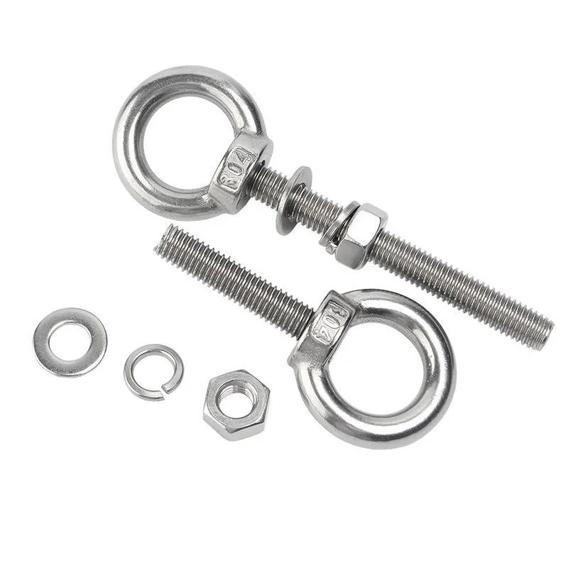 ANGSI Fastener DIN580 DIN444 stainless steel closed shoulder pattern machinery bent lifting swing eye bolts with nuts M8