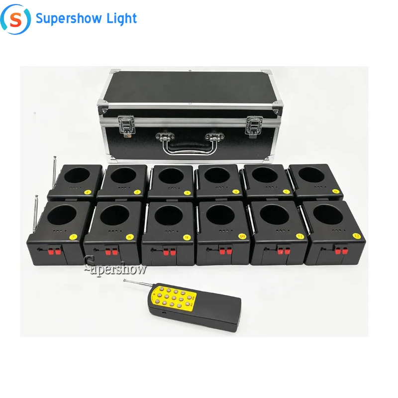 Free shipping Hot sale 12 cues 8 cues cold stage fireworks remote control with flycase for celebration firing system fireworks