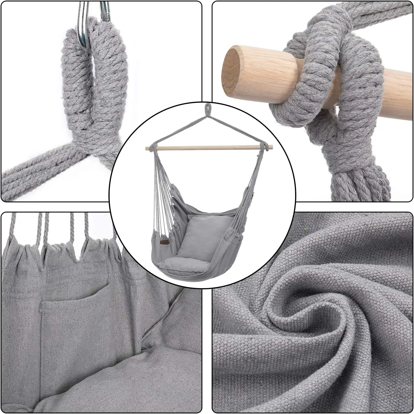 Hammock Hanging Chair with 2 Seat Pillows  garden outdoor hammock camping with wooden chair hammock