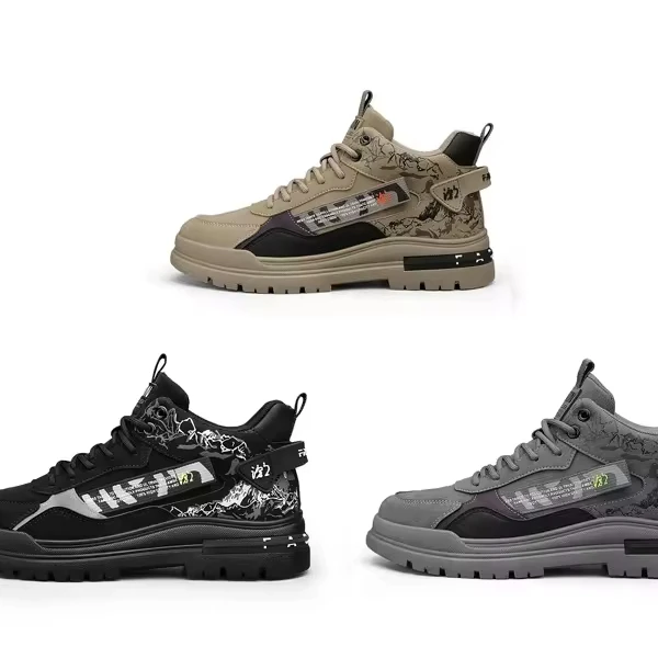 Винтажные ботинки кожаные мотоциклетные осень и зима теплая мужская повседневная обувь