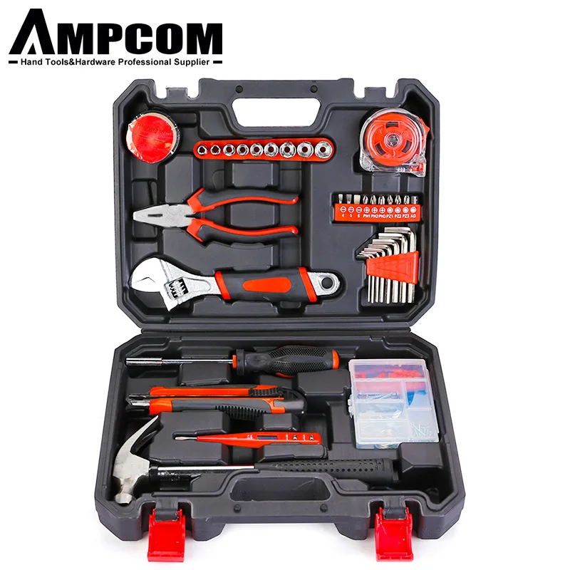 AMPCOM 37 pcs household tool DIY Tool Hammer Plier crewdriver Set Socket Kit Tap measure wrench Knife
