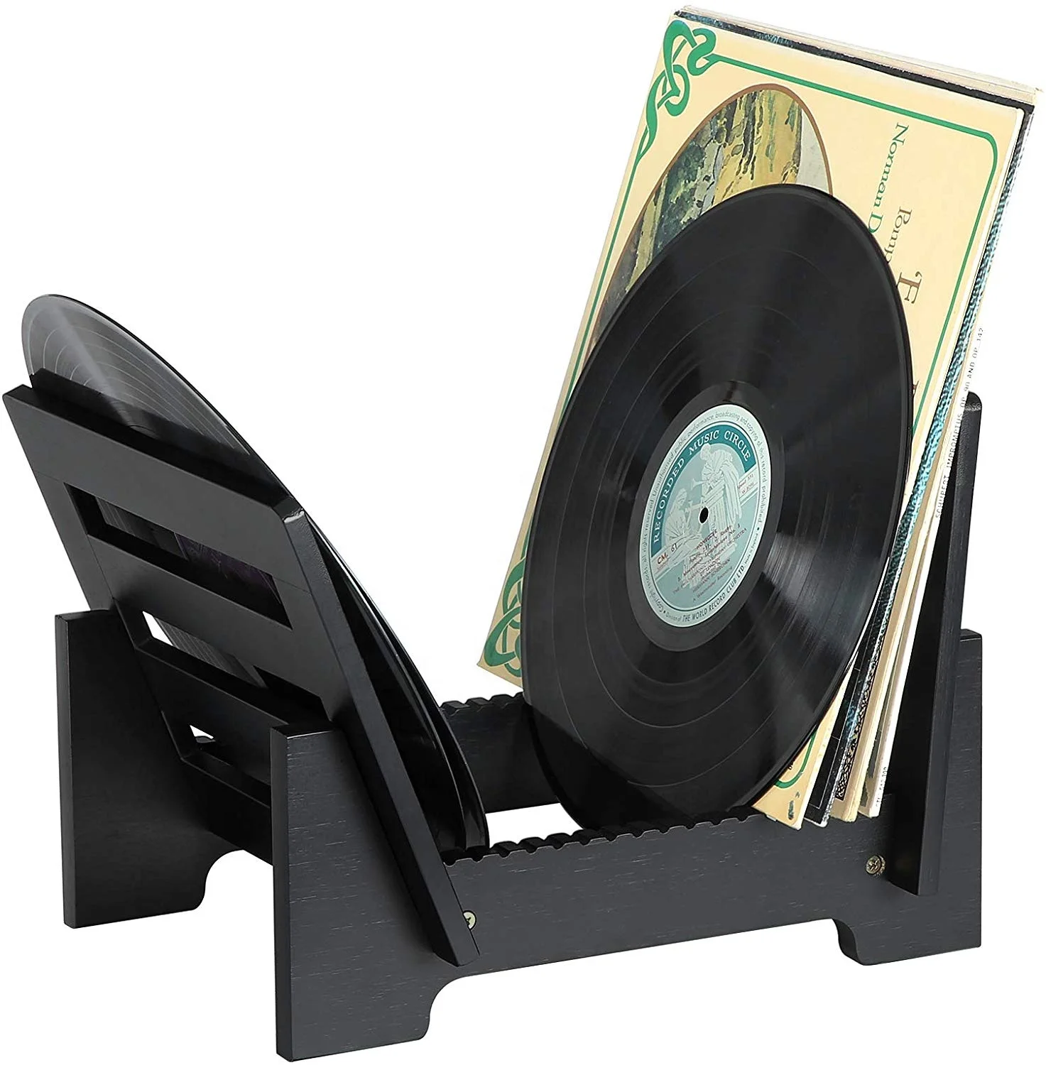 Eco-Friendly Bamboo Wholesale Free Standing Black Vinyl Record Storage Holder