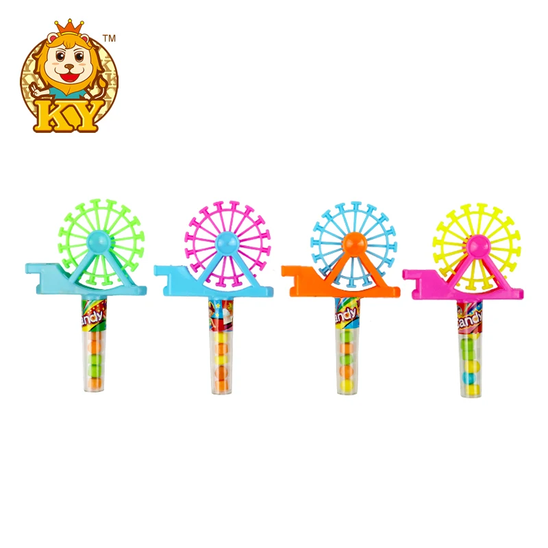 Manufacturer wholesale Ferris wheel shape whistle toy with multi-colored fruity flavor tablet candy