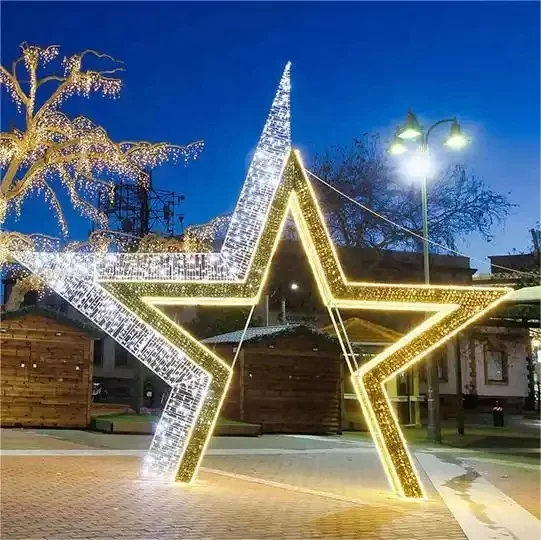 High Quality Christmas Decoration 2d Star Group Lighting Outdoor Led Star Shape Led Motif Lights