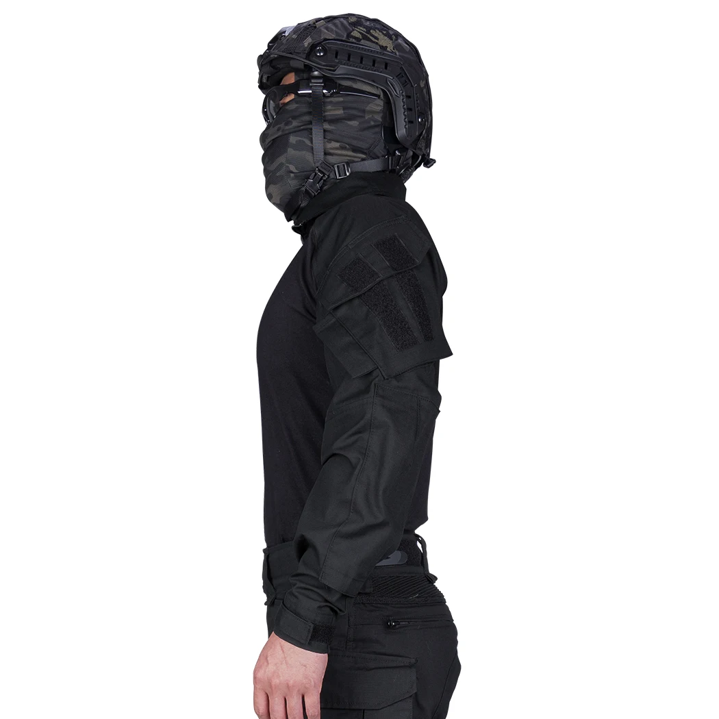 IDOGEAR Men Rapid Assault Black Tactical Top Long Sleeve Shirt Combat Clothing G3 Combat Shirts with Elbow Pads