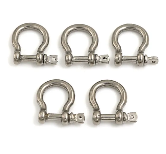 M4 Silver 304 Stainless Steel Rustproof Screw Pin Anchor Bow Shackle Clevis European Style