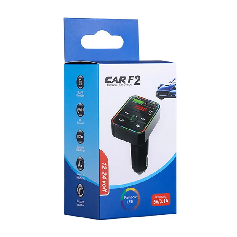 New wireless Car Stereo MP3 player FM transmitter, F2 color LED backlight multifunction FM Car Kit charger