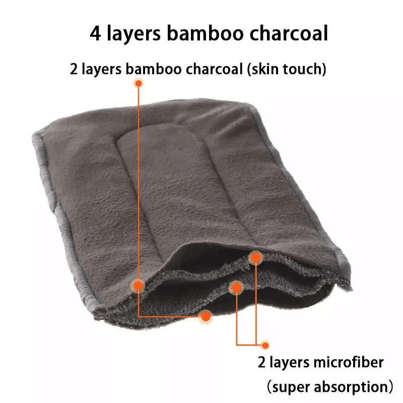 Super Absorbing Baby Charcoal Bamboo Nappy Insert Thick Bamboo Carbon Absorbent For Cloth Diaper