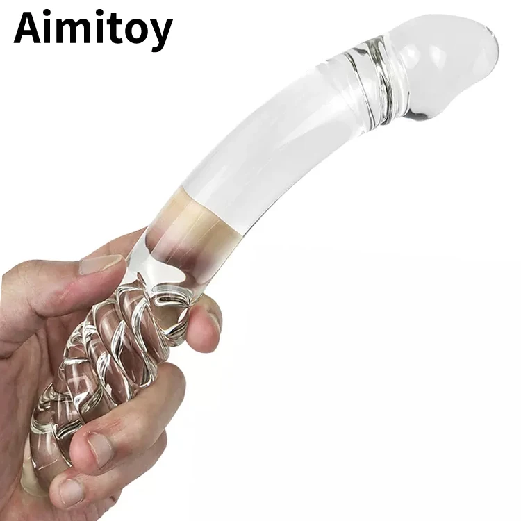 Оптовая продажа ручная резная натуральная прозрачная двойная головка Aimitoy секс-игрушки для женщин анальный массаж киски прозрачный фаллоимитатор из хрустального стекла