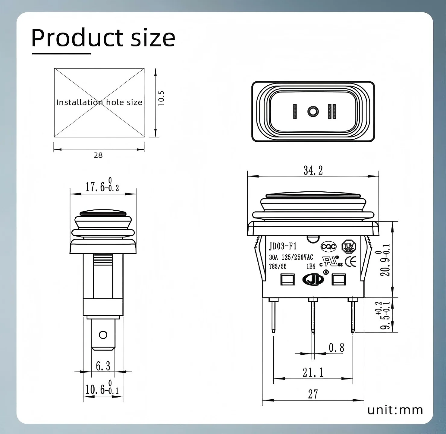 1pcs 30A Power Switch 125V/250V AC Electric Rocker Switch ON/Off Switch 4Pins Toggle Switch