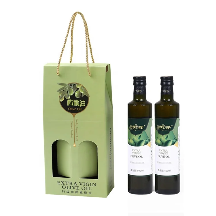 Cheap custom printed foil logo corrugated cardboard box shipping box for edible olive oil packaging flavoring sauce with handle